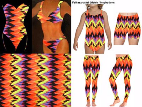 Nyomott mintás neon színű fürdőruha anyag